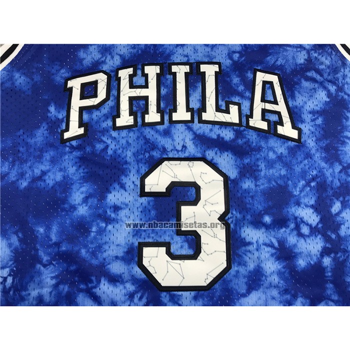 Camiseta Philadelphia 76ers Allen Iverson NO 3 Galaxy Azul